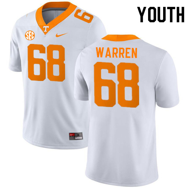 Youth #68 Bennett Warren Tennessee Volunteers College Football Jerseys Stitched-White